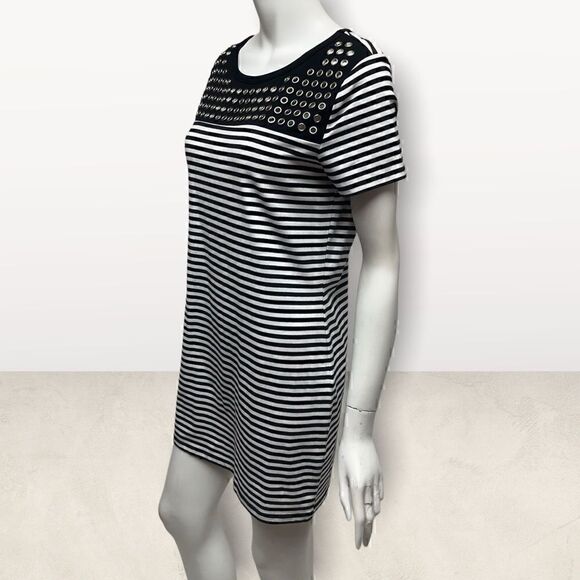 Michael Kors Stripped Gromit Short Sleeve Shirt Dress - Picture 3 of 6